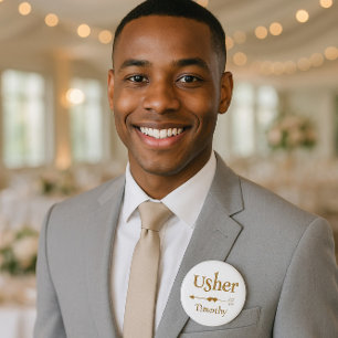 Bröllop Usher Guld och White Knapp