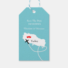 Bröllop utanför Turkiet Spara datum Presentetikett