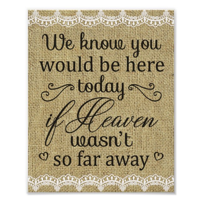 Bröllop-utskrift för Burlap & Snöre Memorial Fototryck (Framsidan)