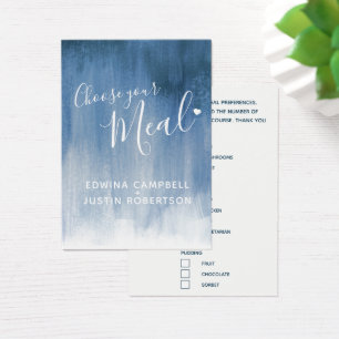 Bröllop val av måltid grått Blue art small cards Visitkort