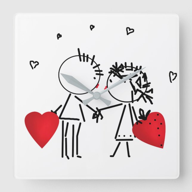 Bröllop , Valenine , kärlek Fyrkantig Klocka (Framsida)