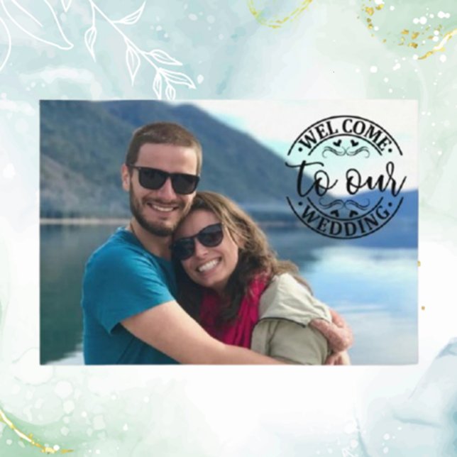 Bröllop Välkommen Anpassningsbar Foto Modern avsla Tilläggskort (Create a heartfelt first impression with a custom photo wedding welcome enclosure card)