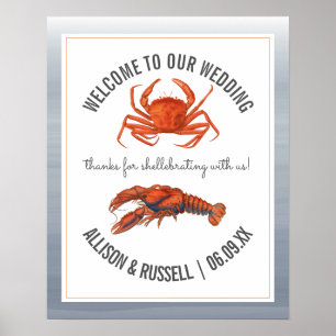 Bröllop Välkommen Crab & Lobster "Shellebrating" Poster