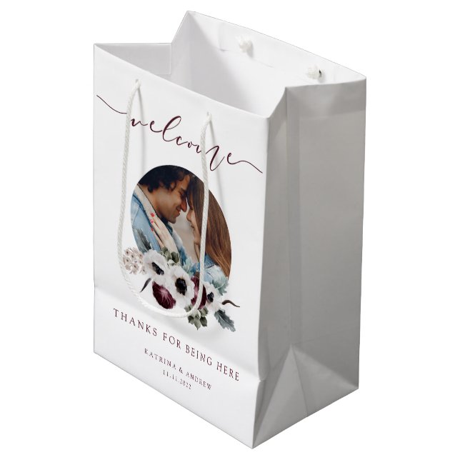 Bröllop Välkommen Photo Gift Bag (Framsidan Vinklad)