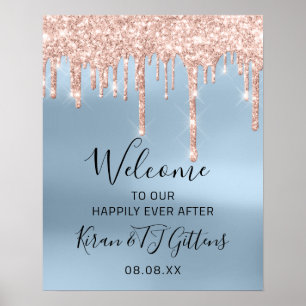 Bröllop Välkommen Poster Ro Guld-drivrutiner blått