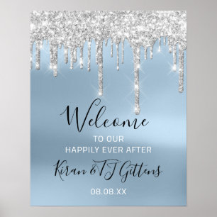 Bröllop Välkommen Poster Silver Grått-drivrutiner