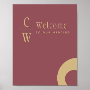 Bröllop Välkommen Ro Rosa Guld Monogrammed  Poster