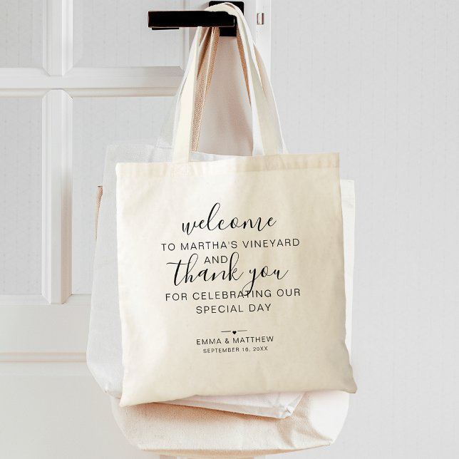Bröllop Välkommen Tack Destination Tygkasse (Wedding Welcome Thank You Destination Tote Bag)