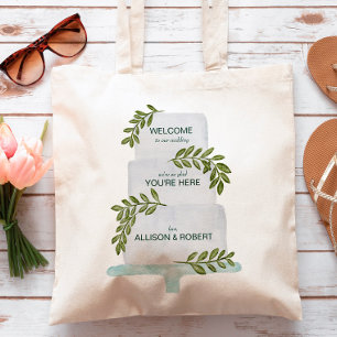 Bröllop Välkommen Tote Bag med Cake Illustration Tygkasse