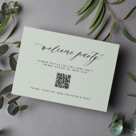 Bröllop välkomna party QR-kodsedel grönt för Tilläggskort