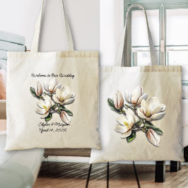 Bröllop Välkomsthälsbok Sydmagnolien Flowers Tygkasse