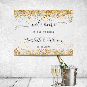 Bröllop välkomstskript för vit guld elegant poster
