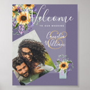 Bröllop välkomstskylt för PHOTO Sunblommor Wisteri Poster