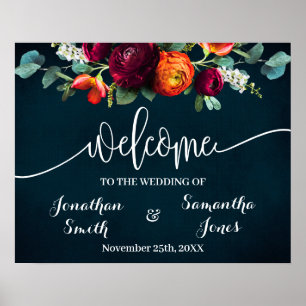 Bröllop välkomstskylt för Vin flottan Burgundy Poster