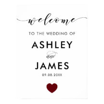 Bröllop Välkomstskylt, Hälsning-tecken, Burgundy