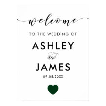 Bröllop välkomstskylt, Hälsning-tecken, Grönt Hear