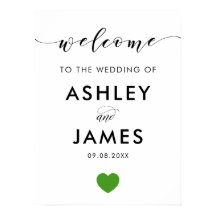 Bröllop välkomstskylt, Hälsning-tecken, Grönt Hear