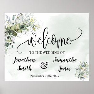 Bröllop välkomsttecken eucalyptus succulous poster