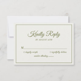 Bröllop Vänlig Svar Modern Crème & Olivgrön