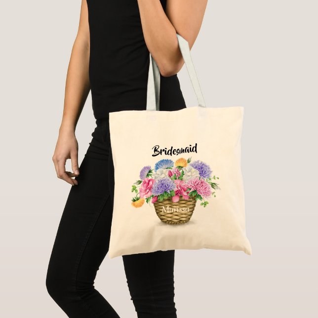 Bröllop Vattenfärg Blommig Korg Tygkasse (Framsida (produkt))