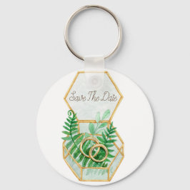 Bröllop vattenfärg med löv av färja och bröllop nyckelring