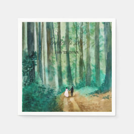 Bröllop Vattenfärgat skogslandskap Pappersservett