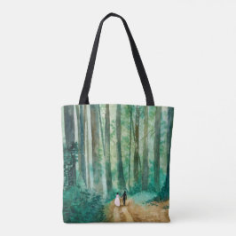 Bröllop Vattenfärgat skogslandskap Tygkasse