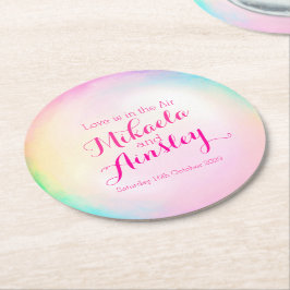 Bröllop vattenfärgbubbla pappert underlägg papper rund