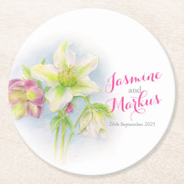 Bröllop-vattenfärgen hellore art papper underlägg rund