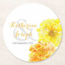 Bröllop vattenfärgsblomma marigold papper underläg underlägg papper rund
