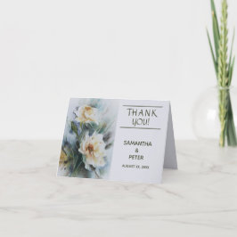 Bröllop, Vattenfärgsfärgad Ro, Sage Grönt, Elegant Tack Kort