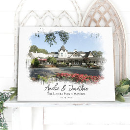 Bröllop Venue Photo Watercolor Bride Groom par Canvastryck