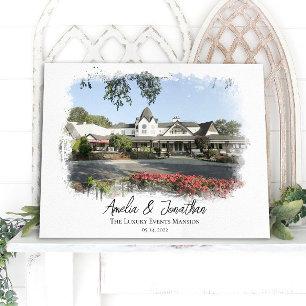Bröllop Venue Photo Watercolor Bride Groom par Canvastryck