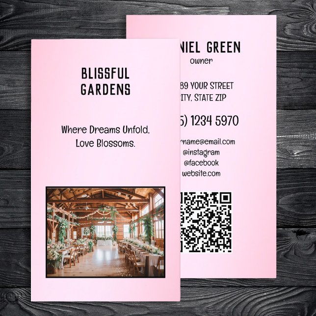 Bröllop Venue QR Photo Visitkort (Wedding Venue QR Photo Business Cards)