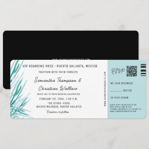 Bröllop vid destinationen Boarding Pass Tropisk pa Inbjudningar