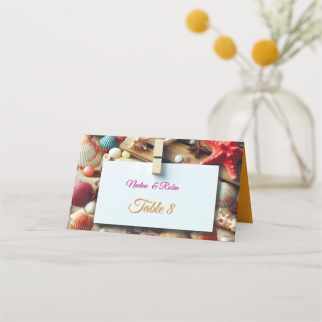 Bröllop vid Firande vid stranden Placeringskort (Framsida)