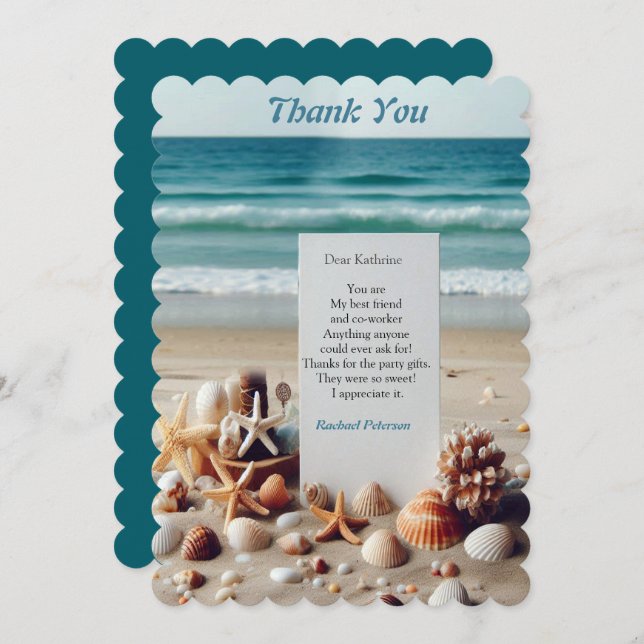 Bröllop vid Firande vid stranden Tack Kort (Fram/baksida)