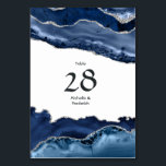 Bröllop vid flottan och Silver Agate Bordsnummer<br><div class="desc">Glitter i flotta och faux agate stone bröllop bordsnummer kort anpassade till dina händelsespecifikationer.</div>