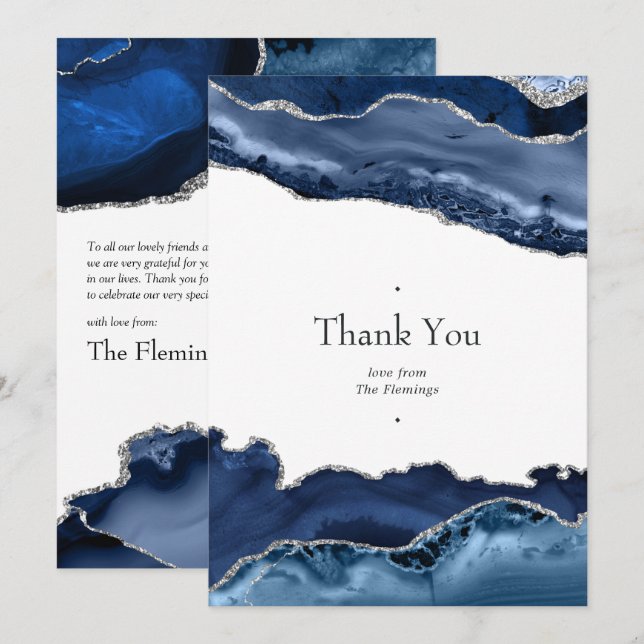 Bröllop vid flottan och Silver Agate Tack Kort (Fram/baksida)