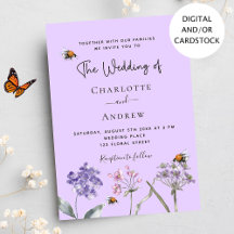 Bröllop vildblommor lavender rosa bi