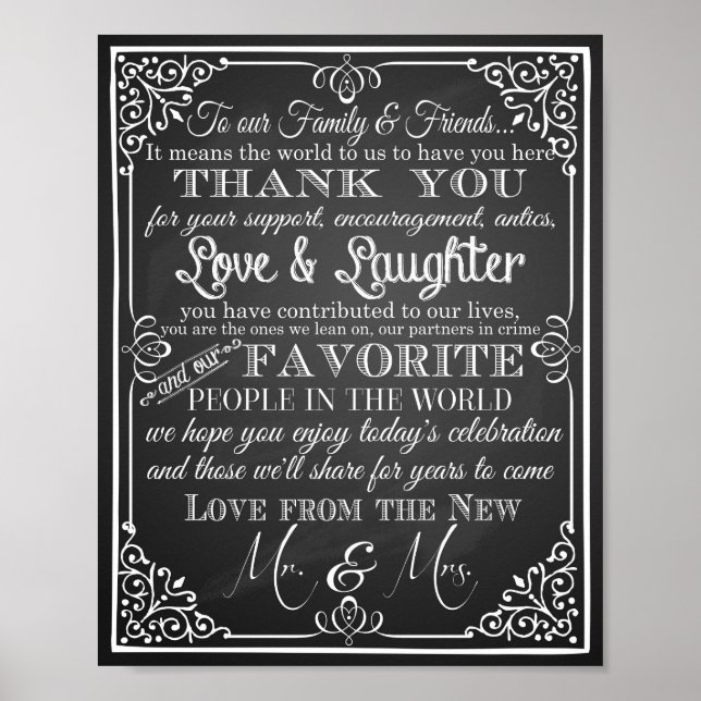 Bröllop vill tacka er från den nye herr & fru. poster (Framsidan)