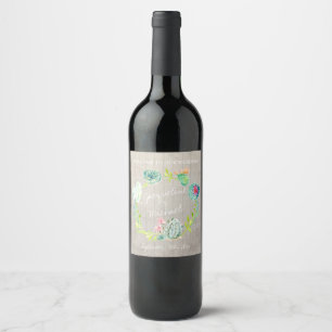 Bröllop Vin Desert Cactus Wandeand Wothwest Southw Vinflaska Etikett