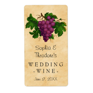 Bröllop Vin Elegant Vintage Lila Graps Anpassnings Fraktsedel