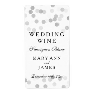 Bröllop Vin-etikett Faux Silver Foil Glitter Ljus Fraktsedel