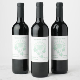 Bröllop Vin-etikett Peppermint Butterflies Heart Vinflaska Etikett