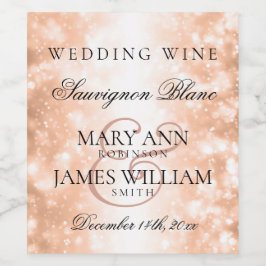 Bröllop Vin-etikett Ro Guld Shimmer Ljus Vinflaska Etikett