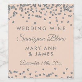 Bröllop Vin-etikett Silver Glitter Konfetti  Vinflaska Etikett