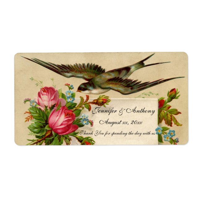 Bröllop Vin-etiketten Bluebird & Ro Fraktsedel (Framsidan)