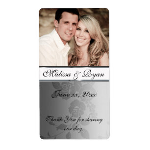 Bröllop Vin-etiketten Silver Damask Fraktsedel