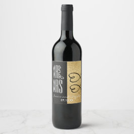 Bröllop Vin Flaska-etiketten Elegant Guld och Hear Vinflaska Etikett